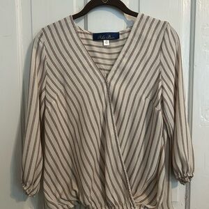 NWOT XS Striped Cream Blouse